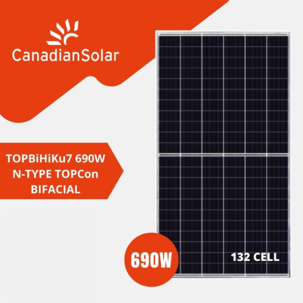 690w Canadian Solar Ntype TOPCon Bifacial 33 unités