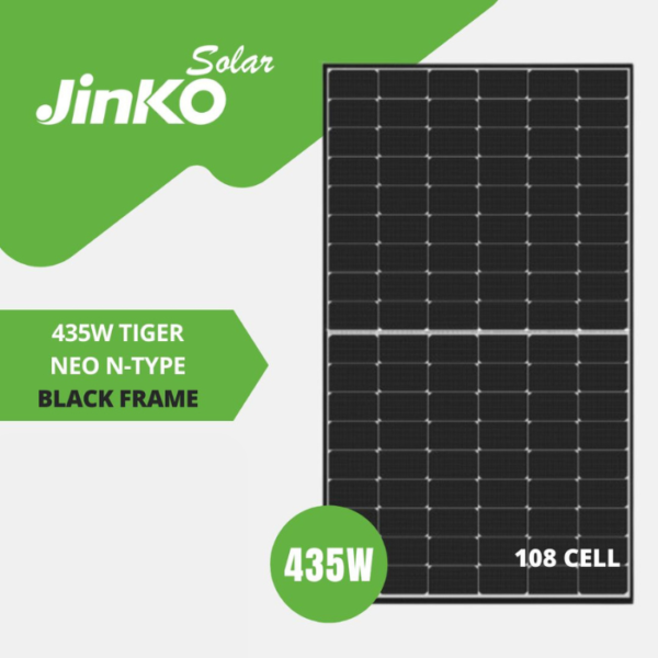 435w Jinko Tiger Neo Ntype 108 cellules Cadre noir 36 unités